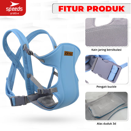 SPEEDS Gendongan Bayi 3in1 Gedongan Hipseat Baby Carrier Ransel Depan Bahan Nyaman LX 072-4