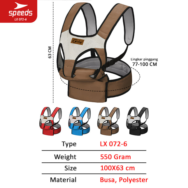SPEEDS Gendongan Bayi Hipseat Gedongan Bayi Baby Carrier Ransel Depan Bahan Nyaman LX 072-6