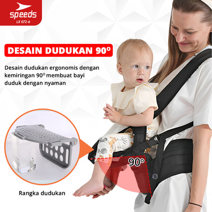 SPEEDS Gendongan Bayi Hipseat Gedongan Bayi Baby Carrier Ransel Depan Bahan Nyaman LX 072-6