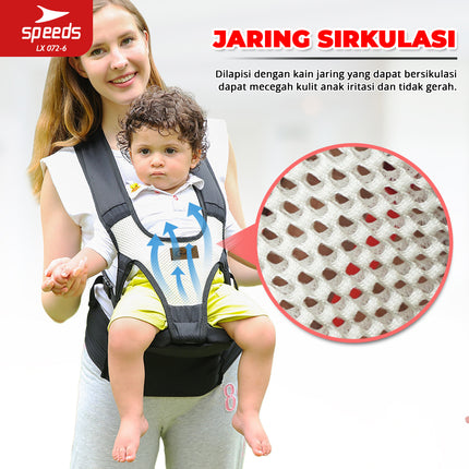 SPEEDS Gendongan Bayi Hipseat Gedongan Bayi Baby Carrier Ransel Depan Bahan Nyaman LX 072-6