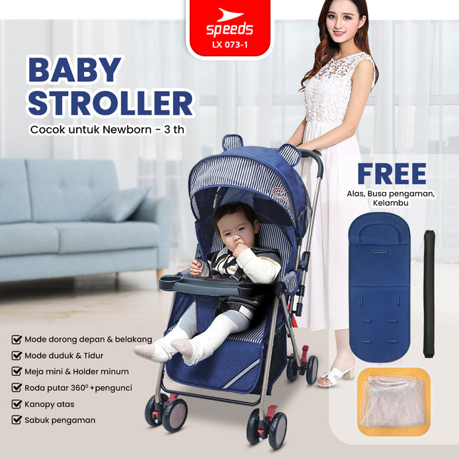 SPEEDS Stroller Anak Newborn Baby Premium Bayi Stroller Kereta Dorong Bayi Fitur Lengkap 073-1