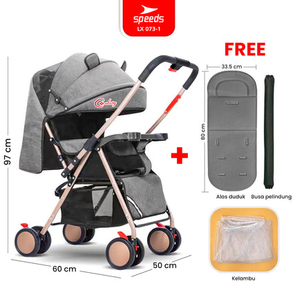 SPEEDS Stroller Anak Newborn Baby Premium Bayi Stroller Kereta Dorong Bayi Fitur Lengkap 073-1