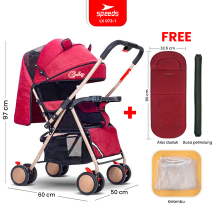 SPEEDS Stroller Anak Newborn Baby Premium Bayi Stroller Kereta Dorong Bayi Fitur Lengkap 073-1