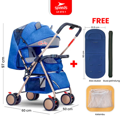 SPEEDS Stroller Anak Newborn Baby Premium Bayi Stroller Kereta Dorong Bayi Fitur Lengkap 073-1