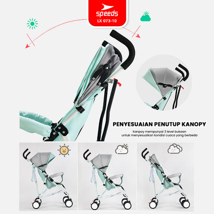 SPEEDS Stroller Kereta Dorong  Portabel Fitur Lengkap Anak Premium Bayi Kelambu Full Cover Traveling LX 073-10