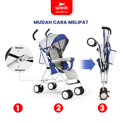 SPEEDS Stroller Kereta Dorong  Portabel Fitur Lengkap Anak Premium Bayi Kelambu Full Cover Traveling LX 073-10