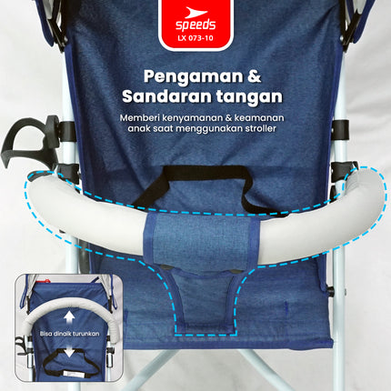 SPEEDS Stroller Kereta Dorong  Portabel Fitur Lengkap Anak Premium Bayi Kelambu Full Cover Traveling LX 073-10