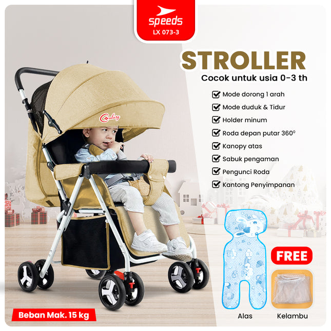 SPEEDS Stroller Anak Full Cover  Portabel Premium Newborn Baby Stroller Travel 2 Fitur Lengkap Kereta Dorong Bayi LX 073-3