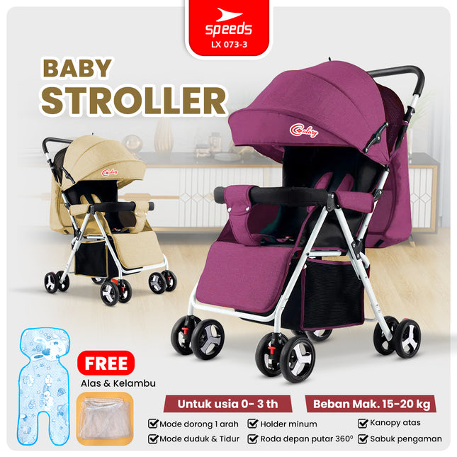SPEEDS Stroller Kereta Dorong Bayi Portabel Premium Anak Full Cover Fitur Lengkap Newborn Baby Stroller Travel LX 073-2