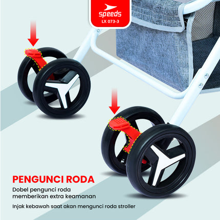 SPEEDS Stroller Anak Full Cover  Portabel Premium Newborn Baby Stroller Travel 2 Fitur Lengkap Kereta Dorong Bayi LX 073-3