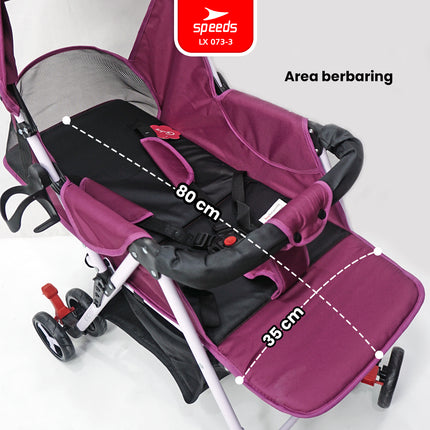 SPEEDS Stroller Anak Full Cover  Portabel Premium Newborn Baby Stroller Travel 2 Fitur Lengkap Kereta Dorong Bayi LX 073-3