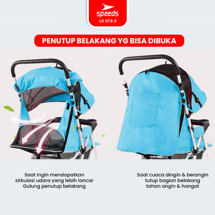 SPEEDS Stroller Kereta Dorong Bayi Portabel Premium Anak Full Cover Fitur Lengkap Newborn Baby Stroller Travel LX 073-2