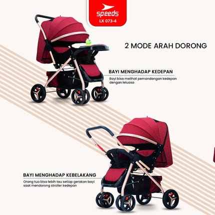 SPEEDS Stroller Newborn Baby Anak Kereta Dorong 2 Fitur Lengkap Bayi Portabel Premium Stroller Travel LX 073-4