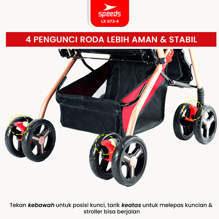 SPEEDS Stroller Newborn Baby Anak Kereta Dorong 2 Fitur Lengkap Bayi Portabel Premium Stroller Travel LX 073-4
