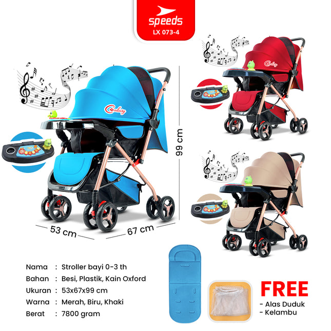 SPEEDS Stroller Newborn Baby Anak Kereta Dorong 2 Fitur Lengkap Bayi Portabel Premium Stroller Travel LX 073-4