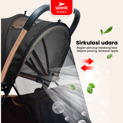 SPEEDS Stroller Anak Kereta Dorong Bayi Full Cover Traveling 2 Fitur Lengkap Portabel Premium Newborn Baby Stroller LX 073-5