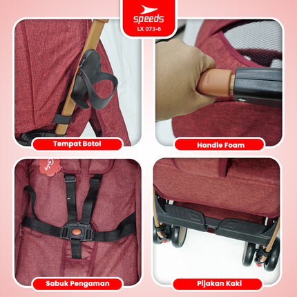SPEEDS Stroller Anak Newborn Baby Lipat Premium Portabel Bayi Stroller Kereta Dorong Bayi 073-6