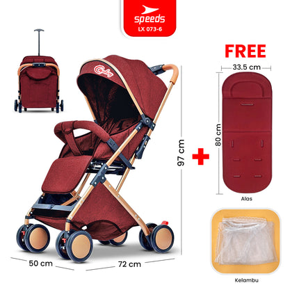 SPEEDS Stroller Anak Newborn Baby Lipat Premium Portabel Bayi Stroller Kereta Dorong Bayi 073-6