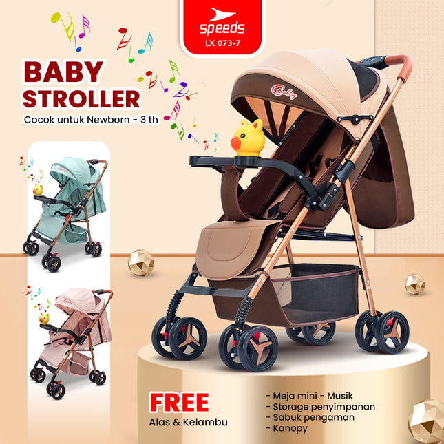 SPEEDS Stroller Anak Full Cover 2 Fitur Lengkap Kereta Dorong Bayi Newborn Baby Stroller Travel Indoor Oudoor Portabel Premium LX 073-7