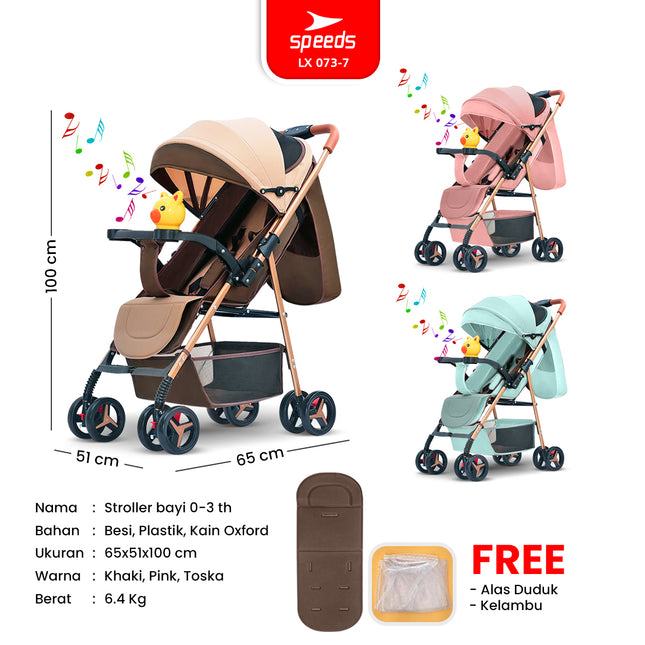 SPEEDS Stroller Anak Full Cover 2 Fitur Lengkap Kereta Dorong Bayi Newborn Baby Stroller Travel Indoor Oudoor Portabel Premium LX 073-7