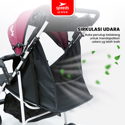 SPEEDS Stroller Kereta Dorong Anak Traveling Outdoor Fitur Lengkap Premium Bayi Portabel Kelambu Full Cover LX 073-8