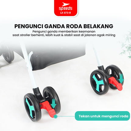 SPEEDS Stroller Kereta Dorong Anak Traveling Outdoor Fitur Lengkap Premium Bayi Portabel Kelambu Full Cover LX 073-8
