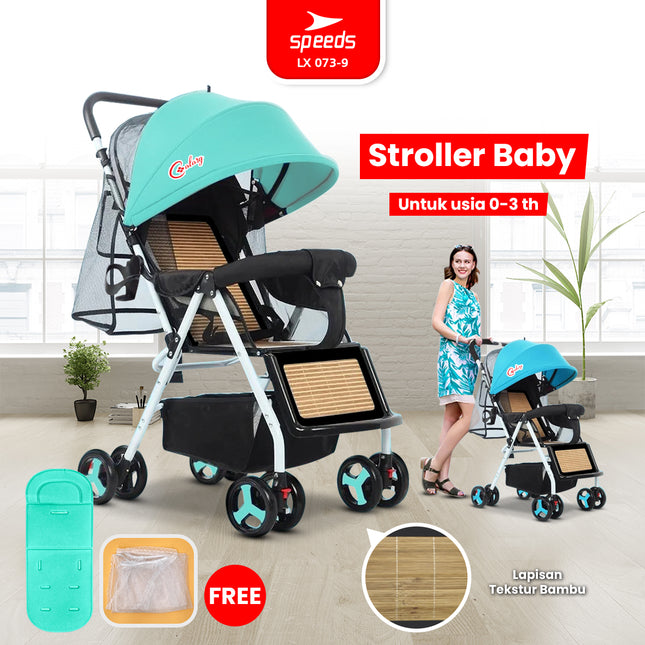SPEEDS Stroller Newborn Baby Anak Kereta Dorong 2 Fitur Lengkap Bayi Portabel Premium Stroller Travel Full Cover LX 073-9