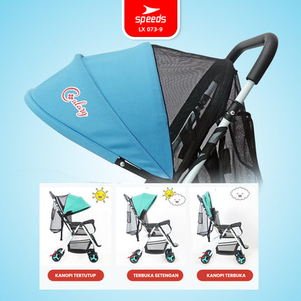 SPEEDS Stroller Newborn Baby Anak Kereta Dorong 2 Fitur Lengkap Bayi Portabel Premium Stroller Travel Full Cover LX 073-9