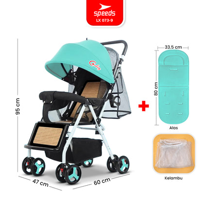 SPEEDS Stroller Newborn Baby Anak Kereta Dorong 2 Fitur Lengkap Bayi Portabel Premium Stroller Travel Full Cover LX 073-9