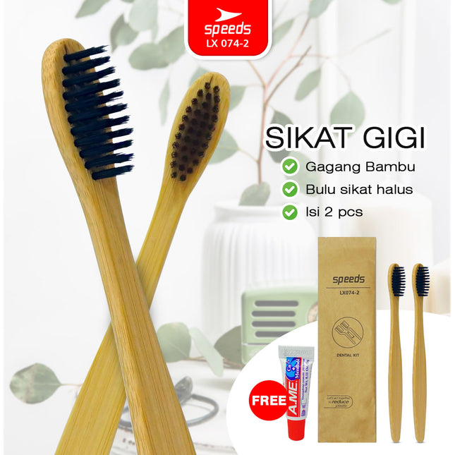 SPEEDS Sikat Gigi Bambu Bamboo Toothbrush Eco Bau Mulut Friendly Atasi Karang Gigi Biodegradable 074-2