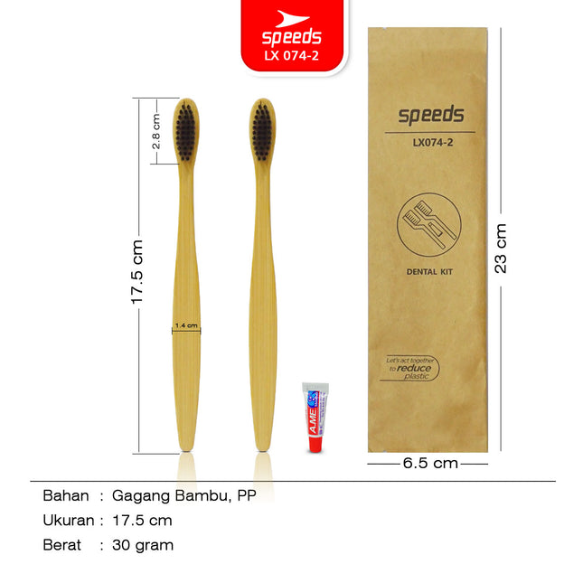 SPEEDS Sikat Gigi Bambu Bamboo Toothbrush Eco Bau Mulut Friendly Atasi Karang Gigi Biodegradable 074-2
