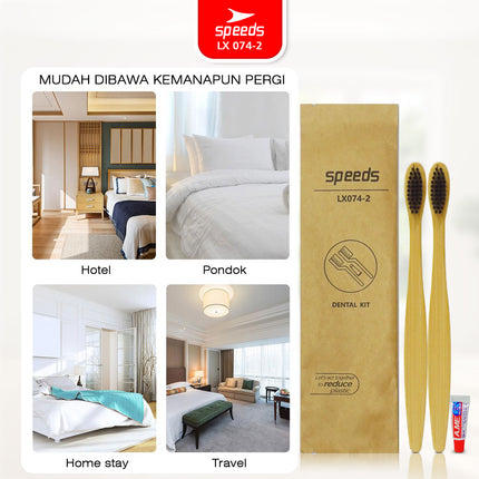SPEEDS Sikat Gigi Bambu Bamboo Toothbrush Eco Bau Mulut Friendly Atasi Karang Gigi Biodegradable 074-2