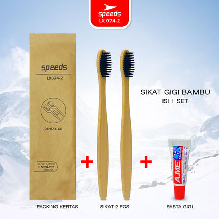 SPEEDS Sikat Gigi Bambu Bamboo Toothbrush Eco Bau Mulut Friendly Atasi Karang Gigi Biodegradable 074-2