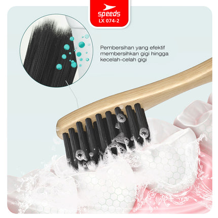 SPEEDS Sikat Gigi Bambu Bamboo Toothbrush Eco Bau Mulut Friendly Atasi Karang Gigi Biodegradable 074-2