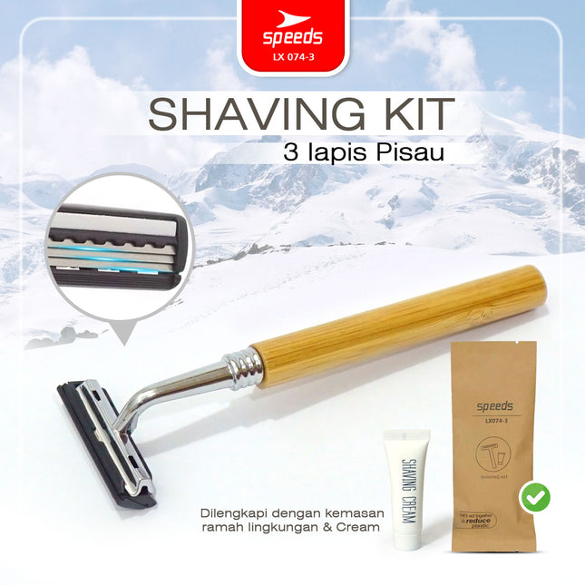 SPEEDS Shaving Kit Jenggot Kumis Hotel 3 Mata Pisau Cukur Shaving Cream Alat Cukur Praktis 074-3