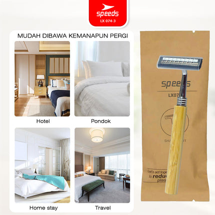 SPEEDS Shaving Kit Jenggot Kumis Hotel 3 Mata Pisau Cukur Shaving Cream Alat Cukur Praktis 074-3