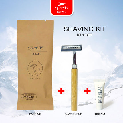 SPEEDS Shaving Kit Jenggot Kumis Hotel 3 Mata Pisau Cukur Shaving Cream Alat Cukur Praktis 074-3