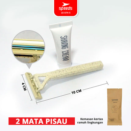 SPEEDS Shaving Kit Jenggot Kumis Hotel 3 Mata Pisau Cukur Shaving Cream Alat Cukur Praktis 074-3