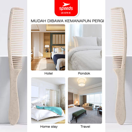 SPEEDS Sisir Hotel Ringan Portable Comb Travel Kit Hotel Supllies Packacing Plastik Wheat Straw Composite Sisir Rambut 074-6