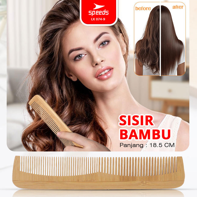 SPEEDS Sisir Bambu Ringan Portable Wooden Bamboo Comb Ramah Lingkungan Zero Waste Eco Friendly 074-9