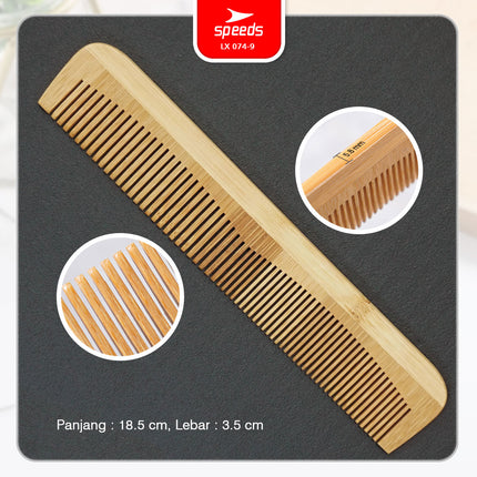 SPEEDS Sisir Bambu Ringan Portable Wooden Bamboo Comb Ramah Lingkungan Zero Waste Eco Friendly 074-9