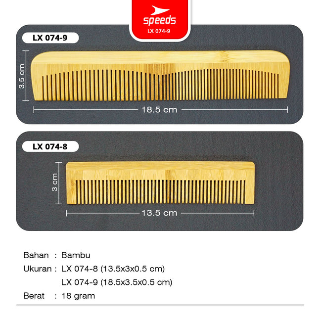 SPEEDS Sisir Bambu Ringan Portable Wooden Bamboo Comb Ramah Lingkungan Zero Waste Eco Friendly 074-9