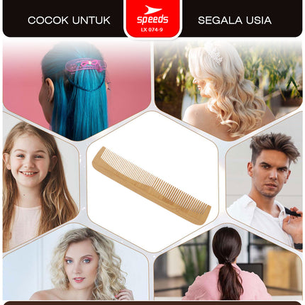 SPEEDS Sisir Bambu Ringan Portable Wooden Bamboo Comb Ramah Lingkungan Zero Waste Eco Friendly 074-9