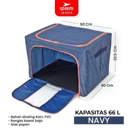 SPEEDS Storage Box 100L 66L Kotak Penyimpanan Oxford Tahan Lembab Ukuran Jumbo 075-3