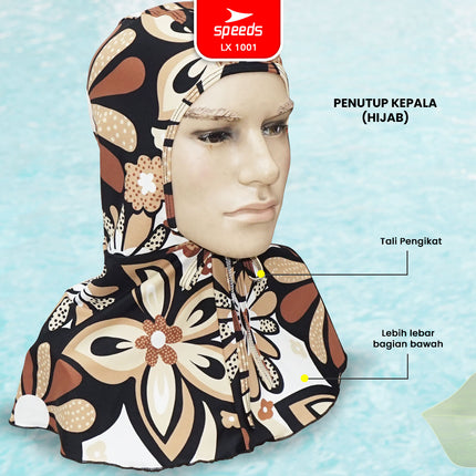 SPEEDS Baju Renang Wanita Muslim Jumbo 5L 6L 7L 8L Swimming Suit Pakaian Renang Spandex 1001