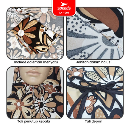 SPEEDS Baju Renang Wanita Muslim Jumbo 5L 6L 7L 8L Swimming Suit Pakaian Renang Spandex 1001