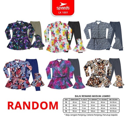 SPEEDS Baju Renang Wanita Muslim Jumbo 5L 6L 7L 8L Swimming Suit Pakaian Renang Spandex 1001