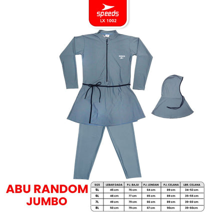 SPEEDS Baju Renang Wanita Muslim Jumbo 5L 6L 7L 8L Swimming Suit Pakaian Renang Spandex 1001