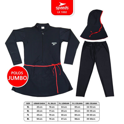 SPEEDS Baju Renang Wanita Muslim Jumbo 5L 6L 7L 8L Swimming Suit Pakaian Renang Spandex 1001