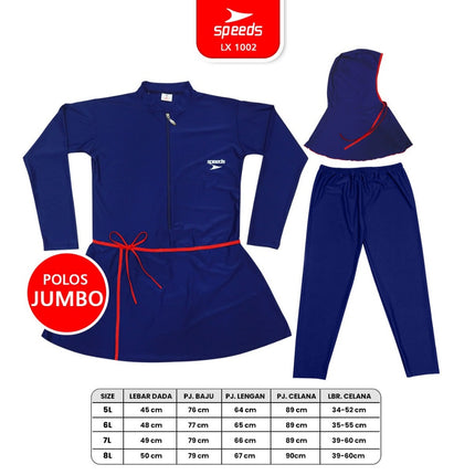 SPEEDS Baju Renang Sport Wanita Muslim Wear Swimdress Jumbo 5L 6L 7L 8L Bahan Spandex Pakaian Renang 1002